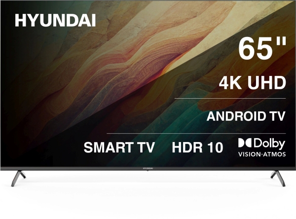 Технопапа · Телевизор LED Hyundai 65" H-LED65BU7009 Android TV Frameless Metal черный/черный 4K Ultra HD 60Hz DVB-T DVB-T2 DVB-C DVB-S DVB-S2 USB WiFi Smart TV
