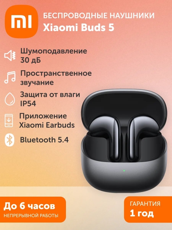 Технопапа · Беспроводные наушники Xiaomi Buds 5 - черный графит
