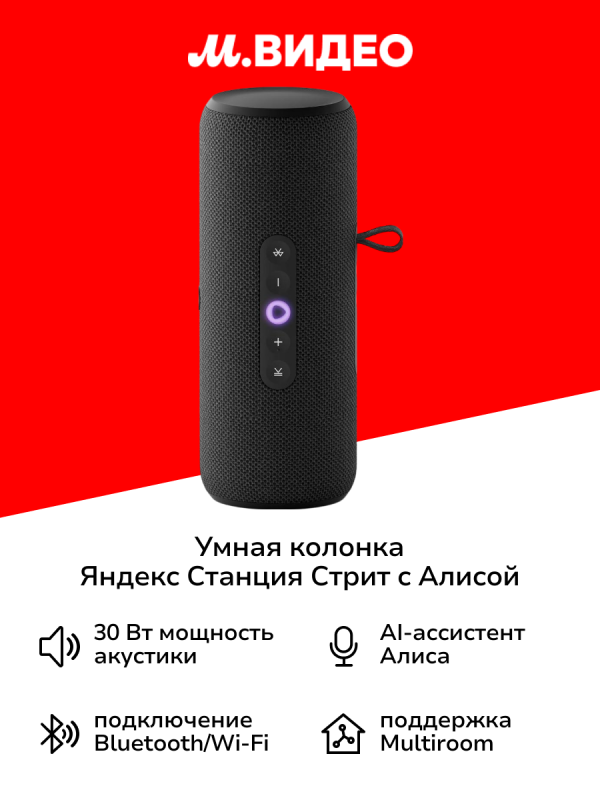 Технопапа · Умная портативная колонка Яндекс Станция Стрит с Алисой, черная, 30 Вт