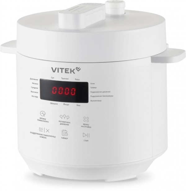 Технопапа · Мультиварка-скороварка Vitek VT-MC0301 3л 500Вт белый, Антипригарное покрытие, Таймер отсрочки старта
