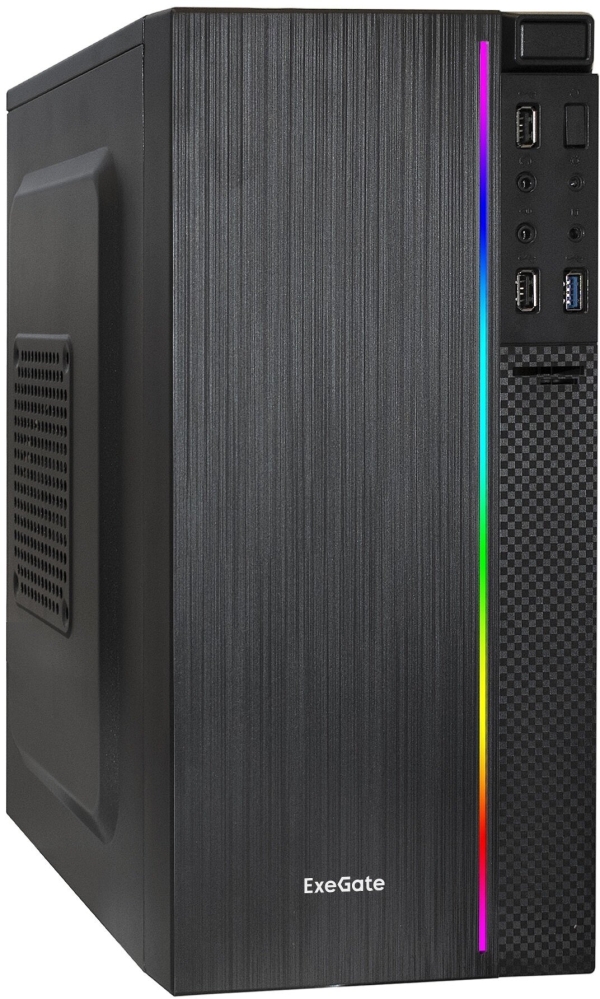 Технопапа · ExeGate EX297475RUS Компьютерный корпус Minitower mEVO-9302-NPX450 (mATX, БП 450NPX с вент. 12см, 2*USB+1*USB3.0, HD аудио, черный, с RGB подсветкой)