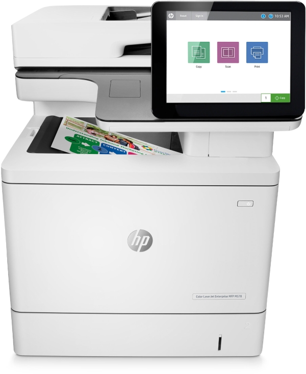 Технопапа · HP 7ZU85A МФУ лазерный Color LaserJet Ent M578dn , A4, цветной, печ. до 38 стр/мин, скан. до 43 стр/мин. (ч/б) 38 стр/мин. (цвет), 1200 x 1200 dpi (печать) 600x600dpi (скан.), USB, RJ-45, Air Print, Mopria