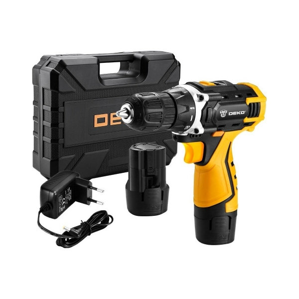 Технопапа · Дрель-шуруповерт аккумуляторная DEKO DKCD12FU-Li набор инструмента 63 шт (063-4094)