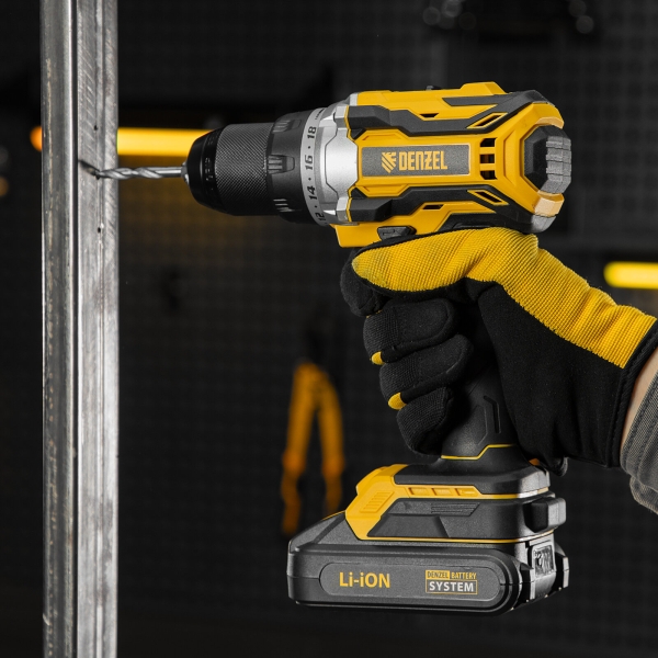 Технопапа · Дрель-шуруповерт аккумуляторная, бесщет. Denzel BLDL-18-0 26141