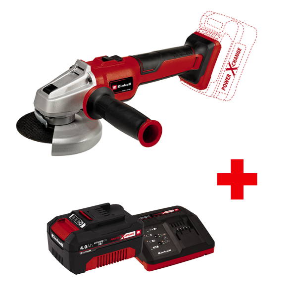 Технопапа · Шлифмашина угловая аккумуляторная Einhell PXC AXXIO 18/125 Q BL + аккумулятор 4Ач + з/у 3А (4431151SET) 4431151SET