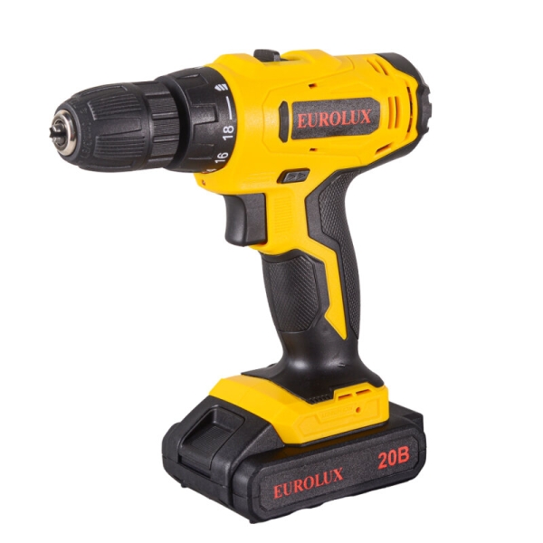 Технопапа · Дрель-шуруповерт аккумуляторная Eurolux ДА-20/2Li, 72/14/52