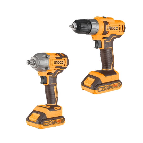 Технопапа · INGCO Набор аккумуляторных инструментовт Li-Ion 2шт Ingco COSLI230702 (шуруповерт INGCO CDLI200528, гайковерт INGCO CIWLI2038, 2 акк, ЗУ, Сумка)