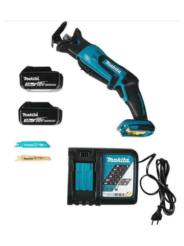 Технопапа · Аккумуляторная сабельная пила Makita DJR185RFE, с двумя аккумуляторами 3 Ач, 18 V, Li-ion