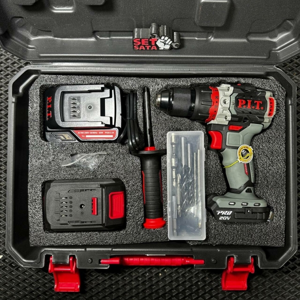 Технопапа · Дрель ударная бесщет аккум P.I.T. PSB20H-13D/3 X-DRIVER (20В, 75Нм, мет патрон13мм, 2ск,1АКБ 4Ач, ЗУ, кейс)