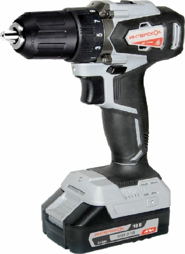 Технопапа · Дрель-шуруповерт ИНТЕРСКОЛ ДА-13/18ВК АПИ, арт. 575.1.2.70, (1,5 А*ч, 2 АКБ, ЗУ) кейс