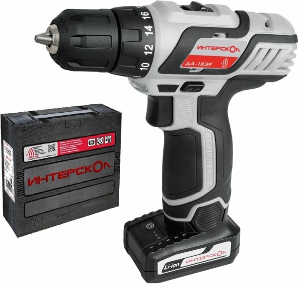 Технопапа · Дрель-шуруповёрт ИНТЕРСКОЛ 436.2.2.20 ДА-18ЭР АПИ, Li-Ion, 18В, АКБ и ЗУ в комплекте