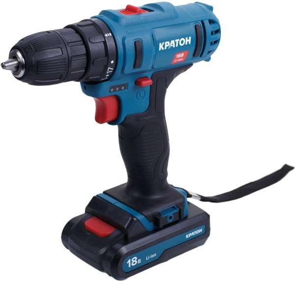 Технопапа · Дрель-шуруповерт аккумуляторная Кратон CD-18-Li-2,0 3 11 01 057, 18В 32Нм, 1xLi-ion