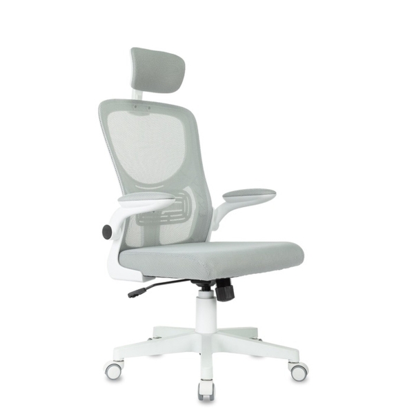 Технопапа · Кресло офисное «Бюрократ» MC-W101-H, с подголовником, сетка/ткань, цвет светло - серый/белый