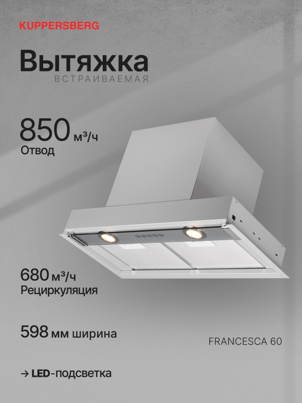Технопапа · Вытяжка встраиваемая Kuppersberg FRANCESCA 60 (Модификация 2025 года)