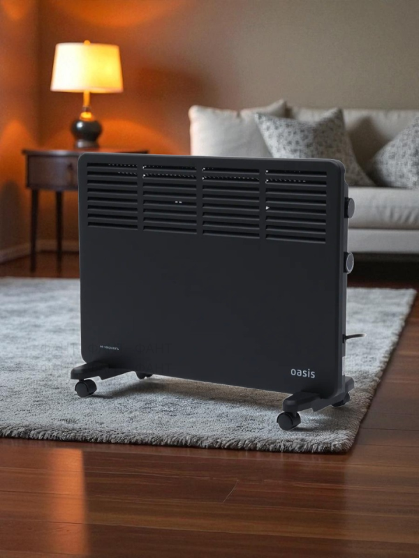 Технопапа · Конвектор электрический Oasis, модель KM-15В, черный цвет, 1500 Вт, до 20 кв. м, конвекторный обогреватель для дома офиса дачи (OL)