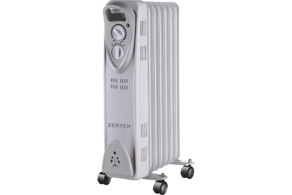 Технопапа · Масляный радиатор Zerten модель MRT-15, , белый, 1,5 кВт, 3 режима мощности, на колёсах