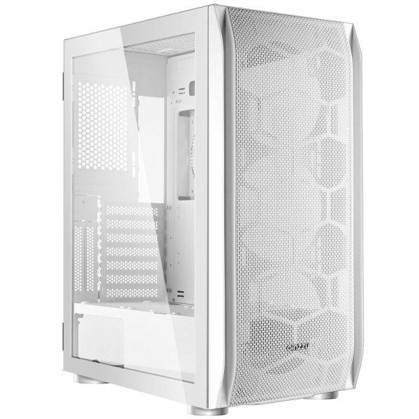 Технопапа · Корпус Ginzzu GL 185 White боковая дверца закаленное стекло на петлях на магнитах