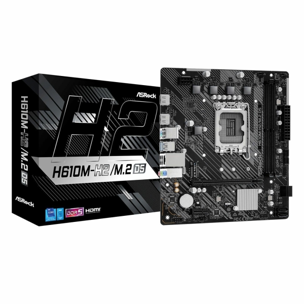 Технопапа · Материнская плата ASRock H610M-H2/M.2 D5, LGA1700, H610, DDR5, HDMI, Micro-ATX