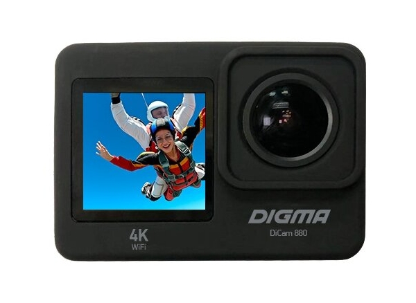 Технопапа · Экшн-камера DIGMA DiCam 880, 12МП, 3840x2160, 900 мА·ч, черный