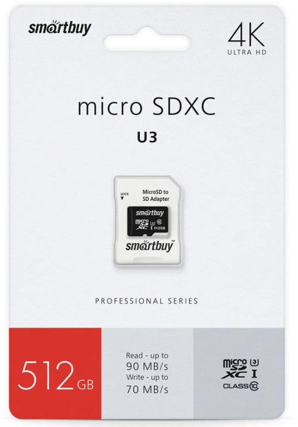 Технопапа · Карта пямяти Smartbuy micro SDXC 512GB class10 PRO (U3) + SD адаптер