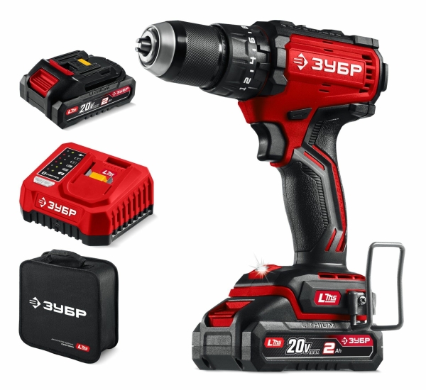 Технопапа · Бесщеточная ударная дрель-шуруповерт ЗУБР 20 В, 65 Н м, 2 АКБ LMS (2 А ч), сумка ДБУ-65-22