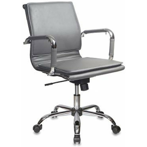 Технопапа · Кресло руководителя Бюрократ CH-993-Low/grey низкая спинка серый искусственная кожа крестовина хром