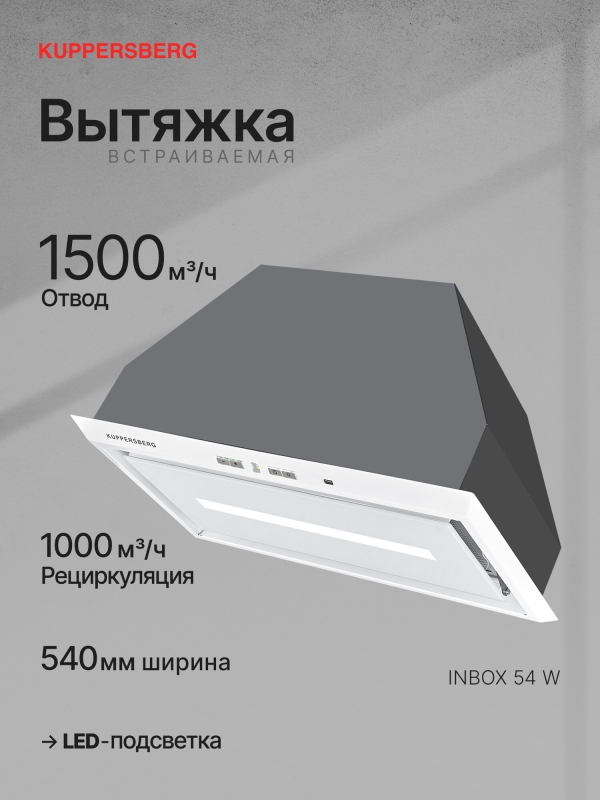 Технопапа · Вытяжка кухонная встраиваемая Kuppersberg INBOX 54 W (Модификация 2025 года)