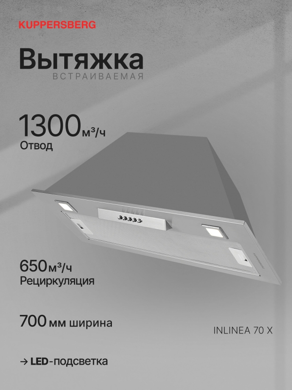 Технопапа · Вытяжка встраиваемая KUPPERSBERG INLINEA 70 X (Модификация 2025 года)