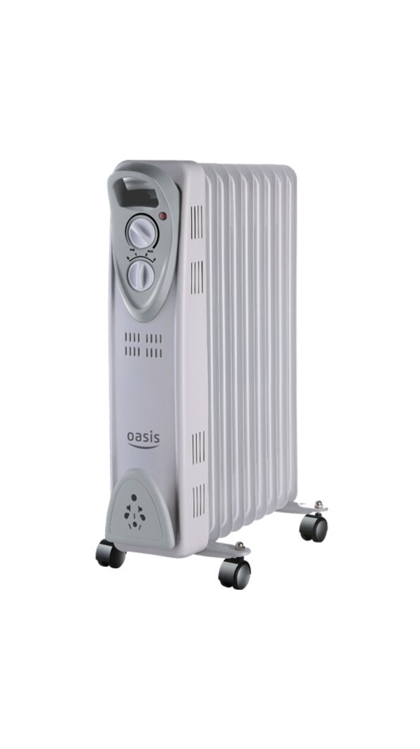 Технопапа · Радиатор масляный Oasis US-15, 1.5 кВт, 15 м², колеса в комплекте, серый