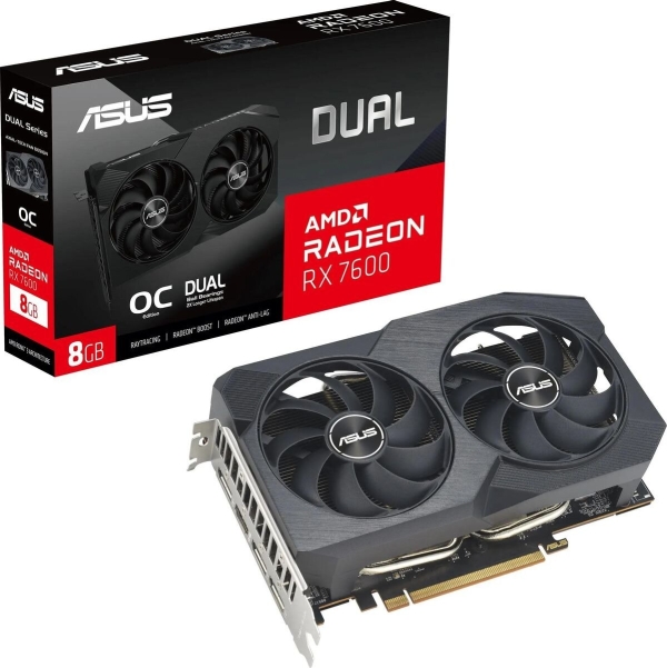 Технопапа · Видеокарта 8192Mb Radeon RX 7600 XT Asus Dual-RX7600-O8G-V2 90YV0IH2-M0NA00 HDMI, DPx3, D6
