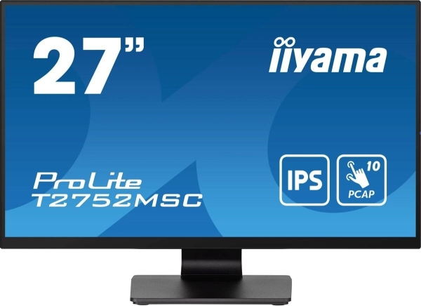 Технопапа · Монитор 27" Iiyama ProLite T2752MSC-W1 IPS 1920x1080, 60 Гц, 5 мс, 16:9, 400 кд/м², HDMI 2.0, DP 1.2, 3.5 Jack, USB Hub (2x USB 3.0), динамики (2x1 Вт), сенсорный экран, черный
