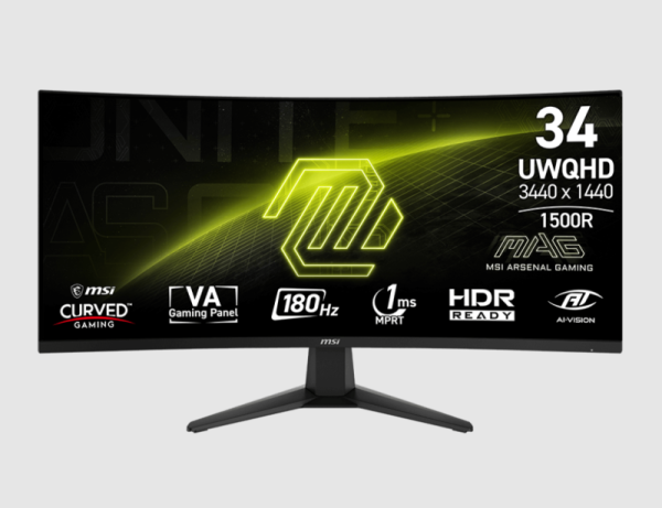 Технопапа · Монитор MSI 34" MAG 346CQ 1500R, Black, 21:9, VA, UWQHD, 1ms, 180Hz, 300cd, HDMI, DP