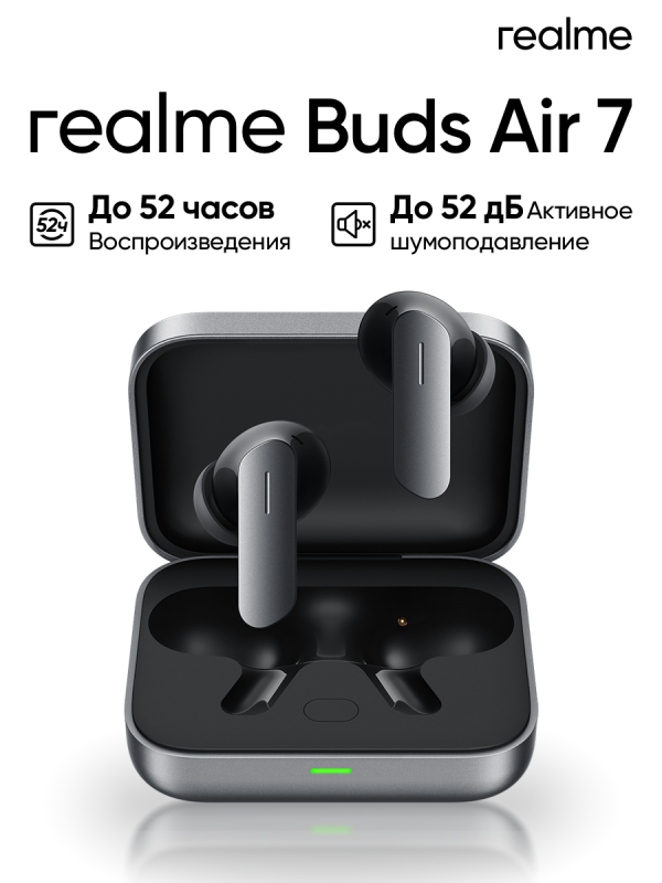 Технопапа · Беспроводные TWS-наушники realme Buds Air 7, темно-серые