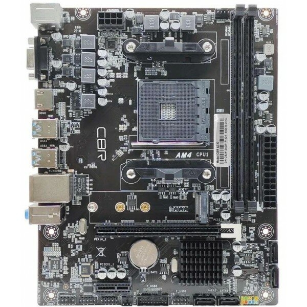 Технопапа · Материнская плата CBR A320, AM4, AMD A320, 2xDDR4, 4xSATA, 1xM.2, 1xPCIe 3.0 x16, 1xPCIe x1, 2xUSB 2.0, 4xUSB 3.0, 1xVGA, 1xHDMI, 1x1Gb LAN, 5.1, mATX