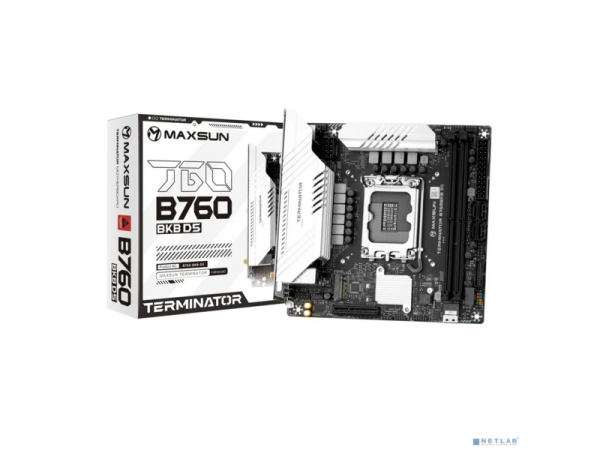 Технопапа · MAXSUN MS-Terminator B760BKB D5 WIFI (Socket 1700, mATX, 2*DDR5(96Gb), DP/HDMI, 2*SATA3, 4*M.2, 1xPCI-Ex16/1*PCIEx4, 4*USB 2.0, 4*USB 3.2 5G, LAN 1*2.5G, BT, Wi-Fi 6E, RTL)