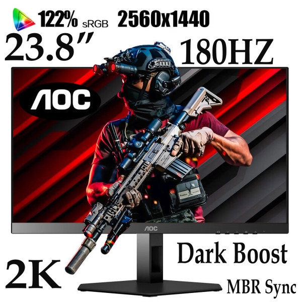 Технопапа · Монитор 23.8" AOC Q24G4E, Fast IPS, 2K, 180Hz, 1 ms, HDR, 10Bit, HDMI, DP