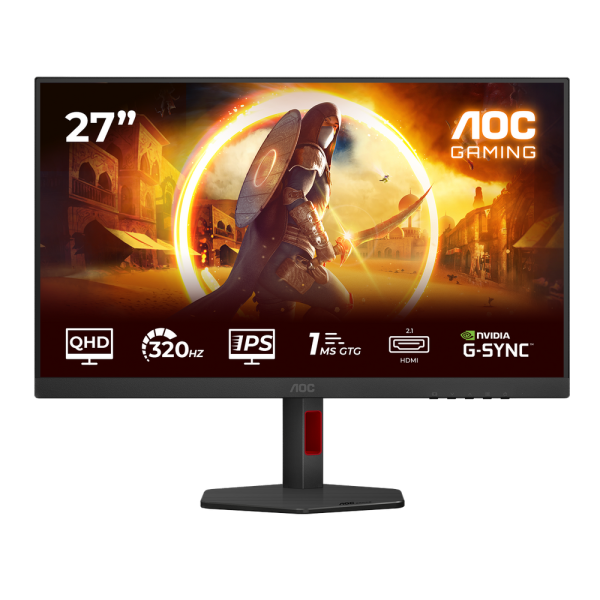 Технопапа · Монитор 27" AOC Q27G4SRU Black (IPS, 2560x1440, 320Hz, 0.5 ms, 178°/178°, 400 cd/m, 1000:1, +2xHDMI 2.1, +DisplayPort 1.4, Pivot)