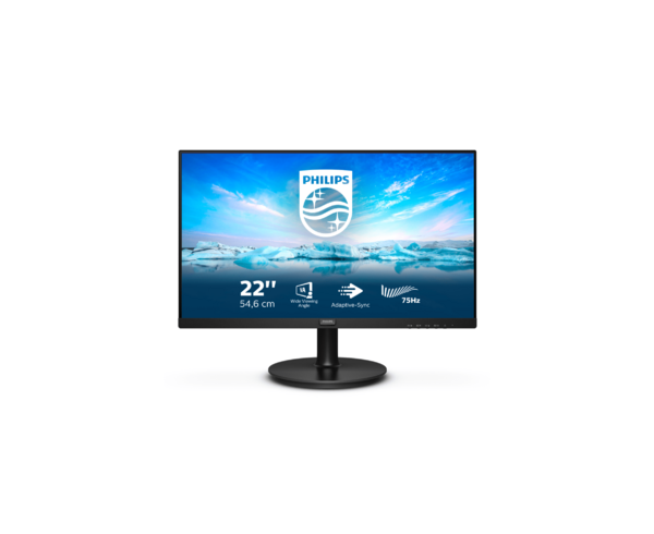 Технопапа · Монитор PHILIPS 222V8LA (00/01) LCD 21.5 [16:9] 1920х1080(FHD) VA, nonGLARE, 250cd/m2, H178°/V178°, 3000:1, 50M:1, 16,7 миллионов цветов, 4ms, VGA, 1,4, DP, Tilt, Speakers, 3Y, Black