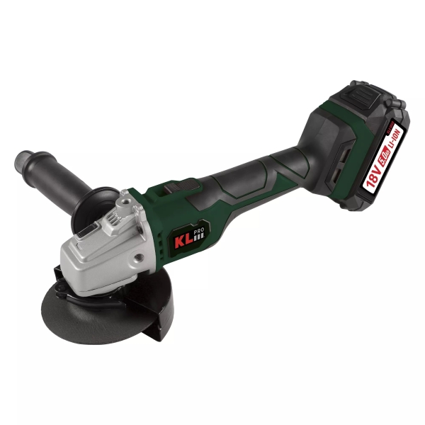 Технопапа · Профессиональная бесщеточная ушм (болгарка) аккумуляторная KLPRO KLAT18BS-50 с регулеровкой оборотов (18В, Li-ion-2шт, 5.0Ач, 115мм, М14, 500-10000 об/мин З/У, в кейсе)