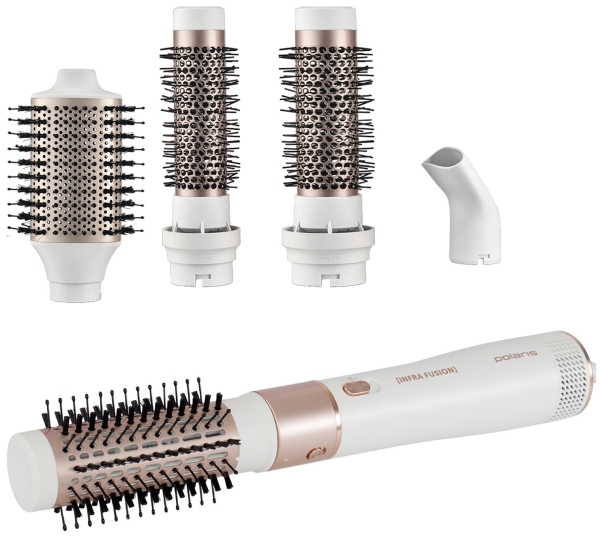 Технопапа · Фен-расческа для моделирования Polaris PHSB 1214Mi, белый/розовое золото