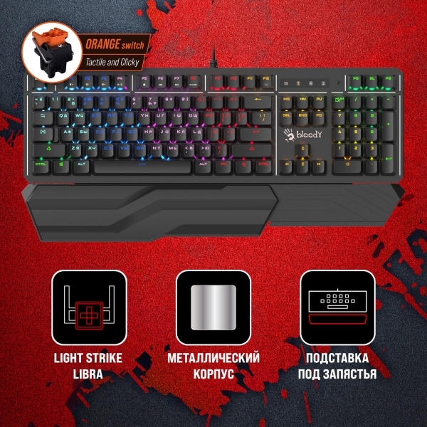 Технопапа · Клавиатура A4Tech Bloody B975, русские и английские буквы, черный (b975)