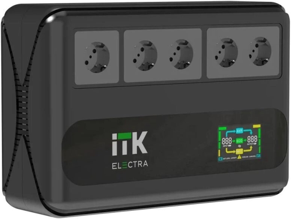 Технопапа · ИБП ITK ELT5-600VA-1-001 мощность 360Вт 600ВА, интерфейс USB, информационный LCD-дисплей