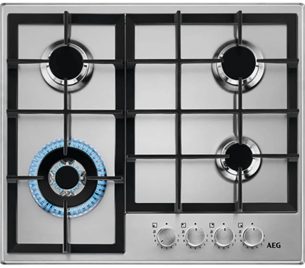 Технопапа · Газовая варочная поверхность AEG HGB64420SM нержавеющая сталь