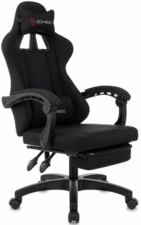 Технопапа · Кресло игровое Zombie Weaver, черный, с подголов, крестов. пластик, подст. для ног пластик черный
