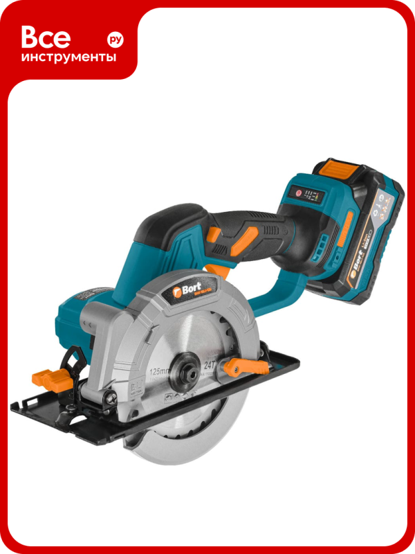 Технопапа · Пила циркулярная аккумуляторная BORT BHK-18Li-125 (2*3,0 Ач + ЗУ) 93418583