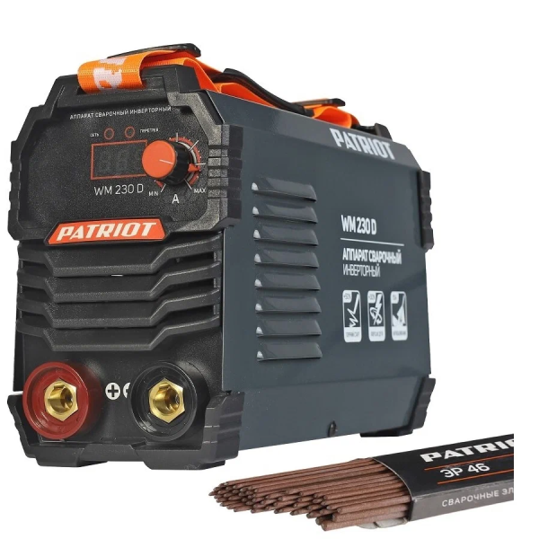 Технопапа · Аппарат сварочный инверторный PATRIOT WM 230 D (электроды в комплекте) /MMA /230 А /10,7 кВт /ПВ 70% /работа от 140 В