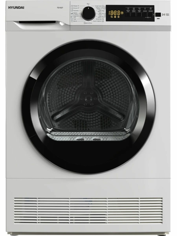 Технопапа · Сушильная машина Hyundai TD1027, узкая, загрузка 7 кг, конденсационная сушка, белая/черная