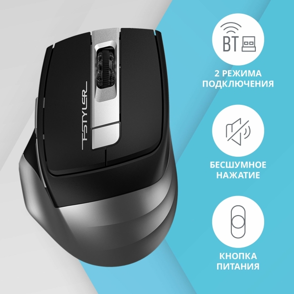 Технопапа · Мышь A4Tech Fstyler FB35S, серый/черный (fb35s usb smoky grey)
