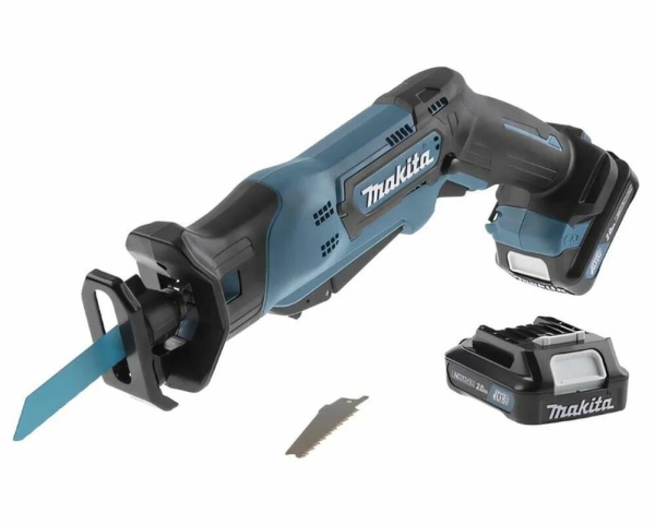 Технопапа · Аккумуляторная сабельная пила Makita JR103DWAE 10.8В, 2 акк.2 Ач Li-ion (слайдер), быстрозажимное крепление, ход 13мм, рез 50мм, кейс, подсветка, CXT серия