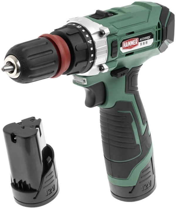 Технопапа · Аккум. дрель Hammer ACD122QC 12В 2x2Ач LiION 10мм 0-350/0-1400об/мин 28Нм(811556)